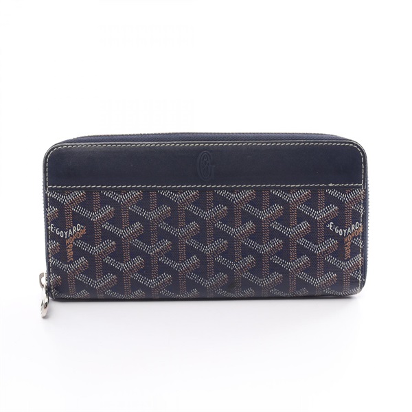 GOYARD Matignon GM around long wallet purse canvas leather Navy Used