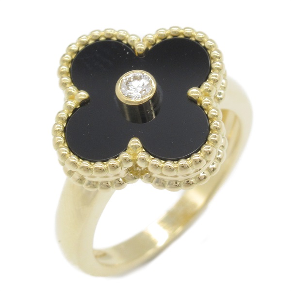 Van Cleef 
Arpels Vintage Alhambra 1POnyx Ring #5.25 US size K18YG Onyx