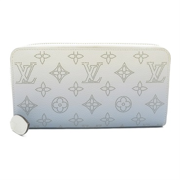 LOUIS VUITTON Zippy Around long wallet M80494 Mahina leather Blue Used Women LV