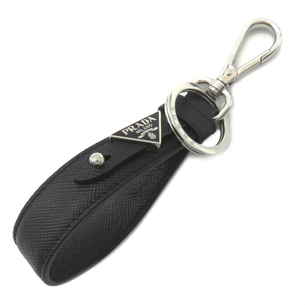 PRADA Key ring holder 2PP68T053F0002 Saffiano leather Black NERO NEW unisex logo