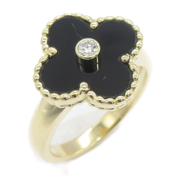 Van Cleef 
Arpels Vintage alhambra Ring 18KYG Onyx Black Used US size 5.25 #50