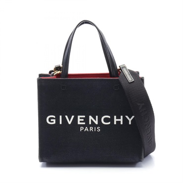 GIVENCHY G TOTE MINI 2way Handbag BB50N0B1F1 canvas leather Black Used Women