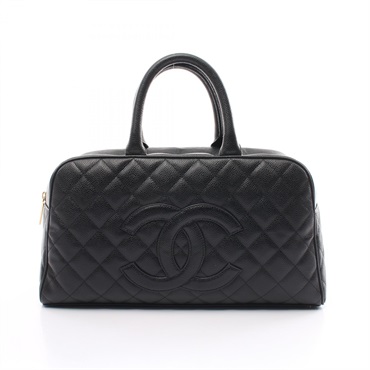 CHANEL CC Matelasse Boston Hand bag Caviar skin Black Used Women Coco