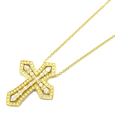 Damiani Belle Epoque Diamond L cross Necklace K18 Yellow Gold Used