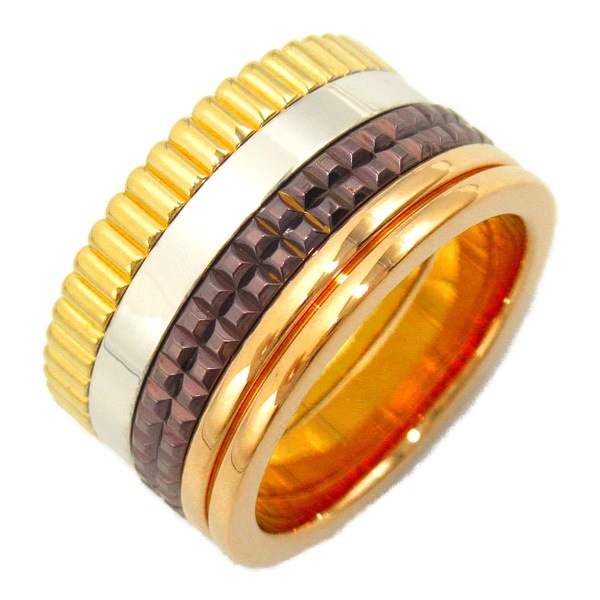 Boucheron Quatre Classic Large Ring K18 Yellow Three Gold 750 Silver Used #53