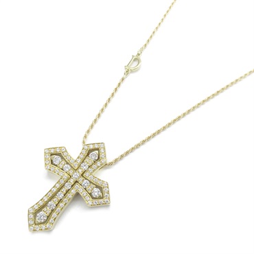 Damiani Belle Epoque Crown Diamond cross Necklace M K18 Yellow Gold Used