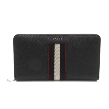 BALLY around zipper long wallet purse 6306285 Calfskin Black