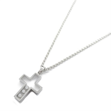 Chopard Happy Diamond Cross 3P Diamond Necklace 18KWG White Gold Used women