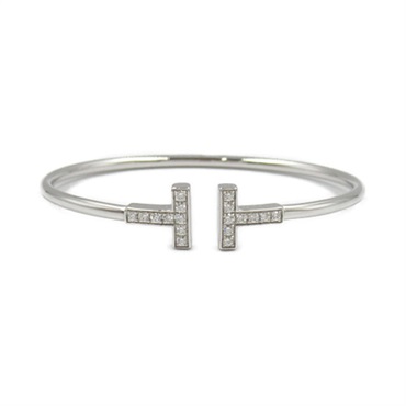 TIFFANY＆CO T-wire diamond bangle bracelet 14.5cm K18 White Gold Used