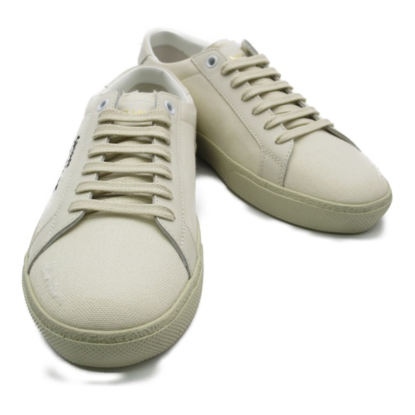 SAINT LAURENT sneakers 610648GUP10911336.5 cotton leather White cream NEW #36.5