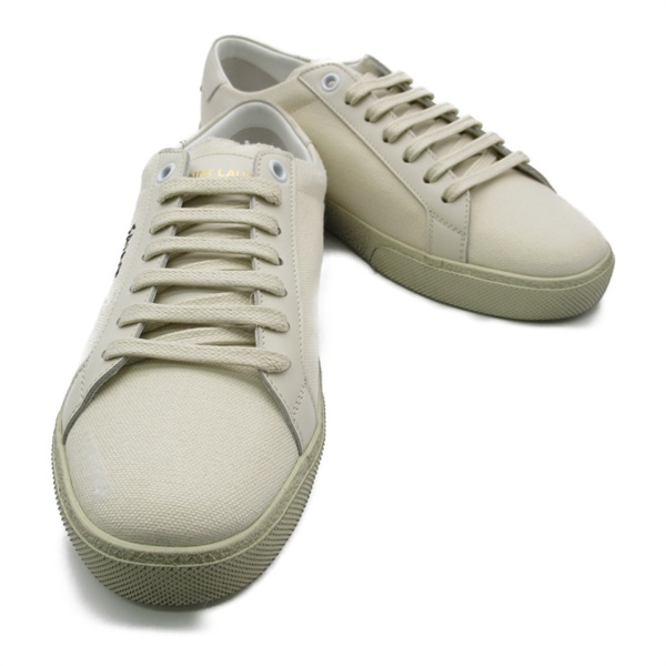 SAINT LAURENT sneakers 610648GUP10911337.5 cotton leather White cream NEW #37.5