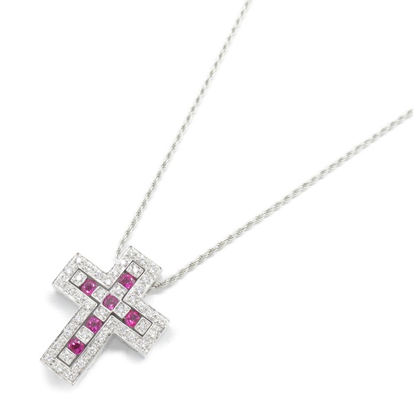 Damiani Belle Epoque S Ruby Diamond Necklace cross pendant K18 white gold Used