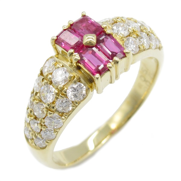 JEWELRY Ruby Diamond Ring 18KYG Yellow Gold Red Used women US size 6