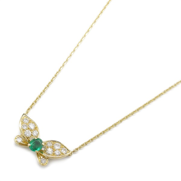 Van Cleef 
Arpels Papillon Necklace 18KYG Yellow Gold Emerald diamond Used