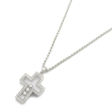 Chopard Happy Diamond Cross Necklace 18KWG White Gold Used women