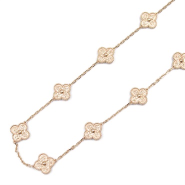 Van Cleef 
Arpels Vintage Alhambra 10P Necklace 18KPG Pink Rose Gold Used women