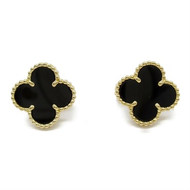 Van Cleef 
Arpels Vintage Alhambra Onyx Pierced earrings 18KYG Black Used women