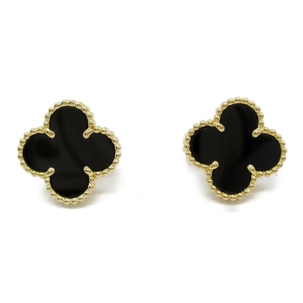 Van Cleef 
Arpels Vintage Alhambra Onyx Pierced earrings 18KYG Black Used women