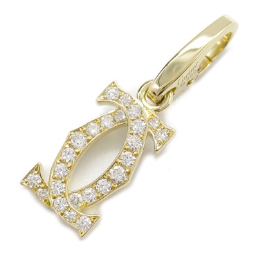 CARTIER 2C diamond charm Pendant top 18KYG Yellow Gold Used women