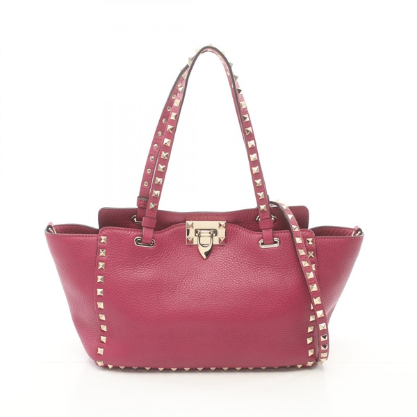 Valentino rockstud small 2way shoulder Tote Bag leather Pink Used Women