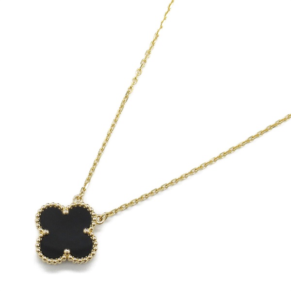 Van Cleef 
Arpels Vintage Alhambra Onyx Necklace 18KYG Yellow Gold Black Used