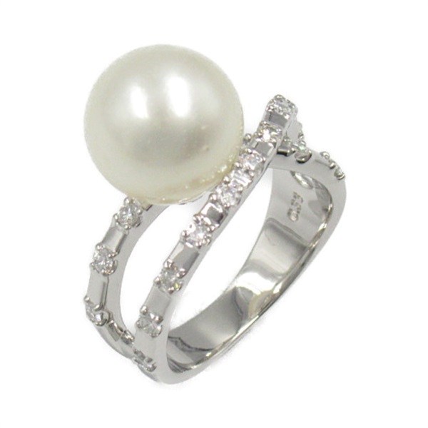 JEWELRY Pearl Diamond Ring Pt900 Platinum Used women US size 6