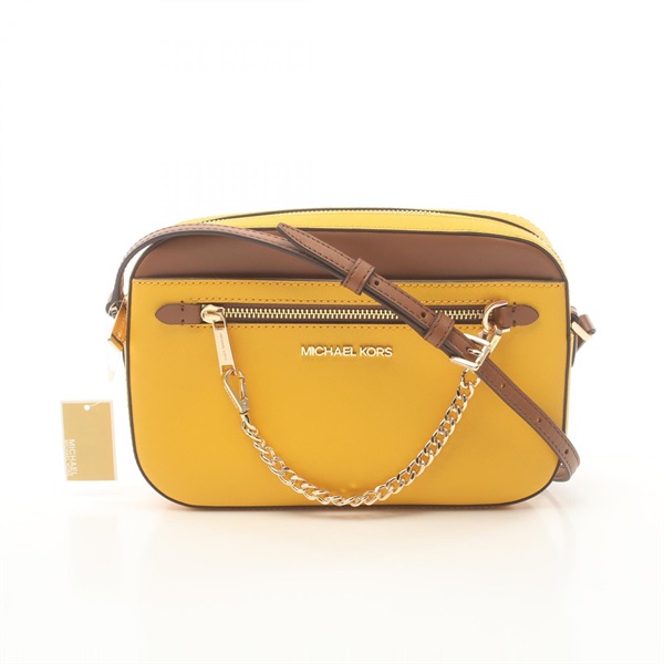 Michael Kors JET SET ITEM Shoulder Bag 35F3GTTC9L leather Yellow Brown Used