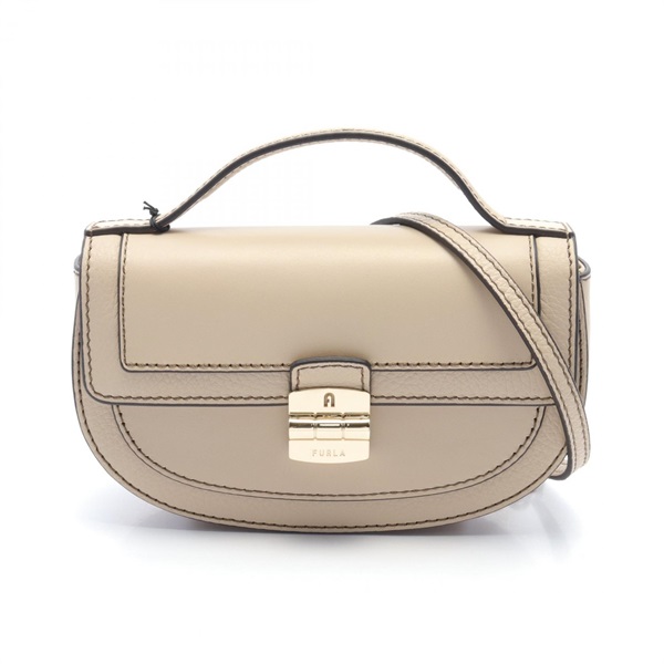 Furla CLUB 2 MINI Hand shoulder bag WE00606BX00530378S leather Beige 2way GHW