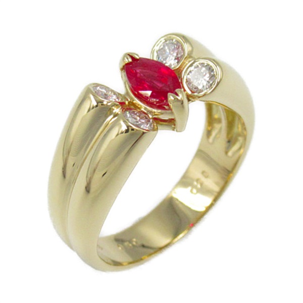 JEWELRY Ruby Diamond Ring 18KYG Yellow Gold red Used women US size 6.25