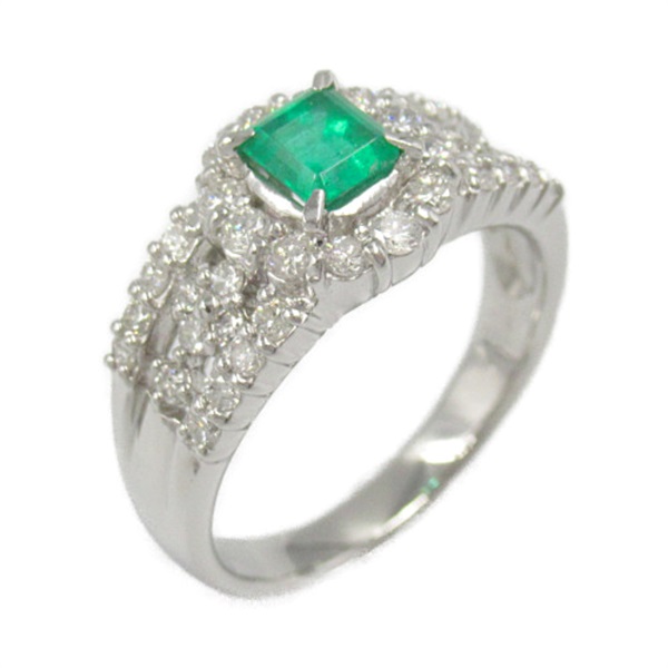 JEWELRY Emerald Diamond Ring Pt900Platinum Green Used women US size 6