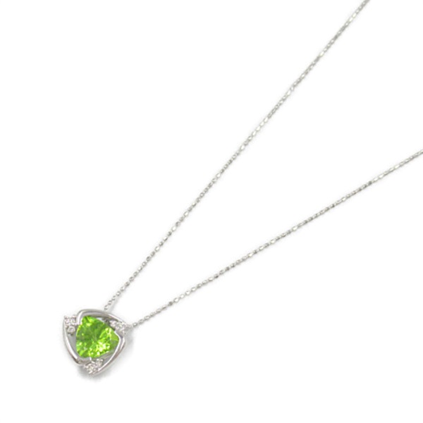 JEWELRY Peridot Diamond Necklace 18KWG White Gold Green Used women pendant