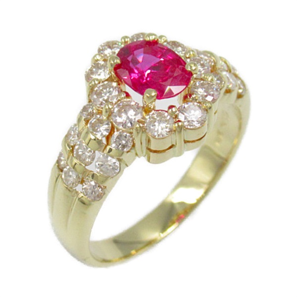 JEWELRY Ruby Diamond Ring 18KYG Yellow Gold Pink Used US size 6.5