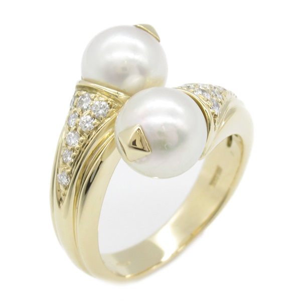 BVLGARI Passo Doppio Ring Pearl Diamond Ring 18KYG gold Used US size 5 #49 women