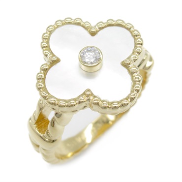 Van Cleef 
Arpels Sweet Alhambra Ring 1PD Ring 18KYG Used US size 5.25 #50