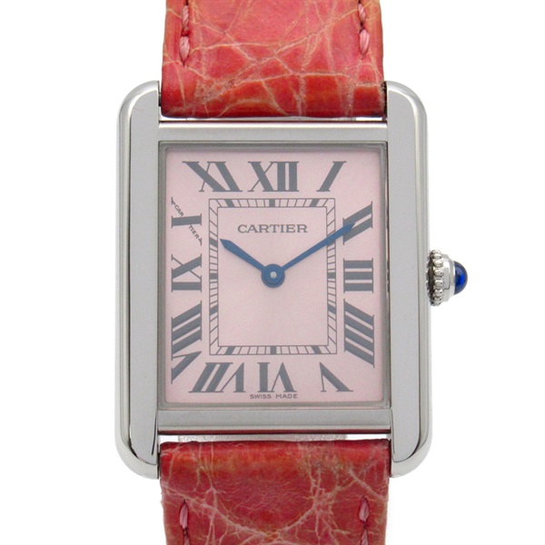 CARTIER Tank Solo SM Wrist Watch W5200000 Quartz SS leather Used Women