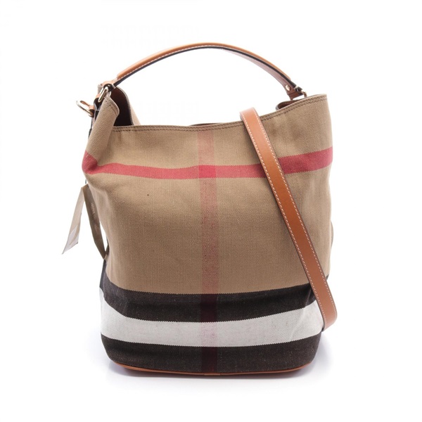 BURBERRY Ashby Shoulder Bag canvas leather Brown Multicolor Used