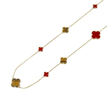 Van Cleef 
Arpels Magic Alhambra 16P Necklace 18KYG Carnelian Tiger
s Eye Used