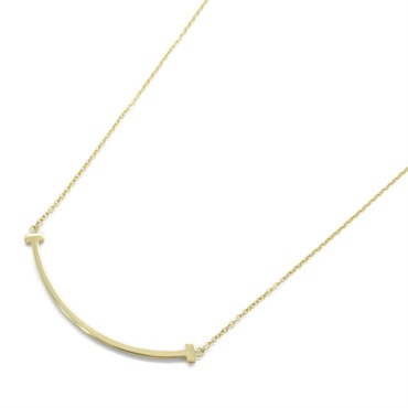 TIFFANY＆CO T Smile Small Necklace 41-45.5cm K18 Yellow Gold Used