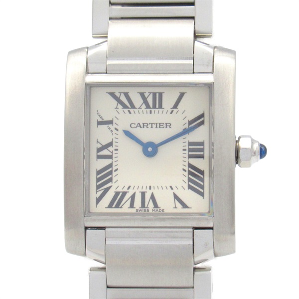 CARTIER Tank francaise SM Wrist Watch W51008Q3 Quartz Stainless Steel Used Women