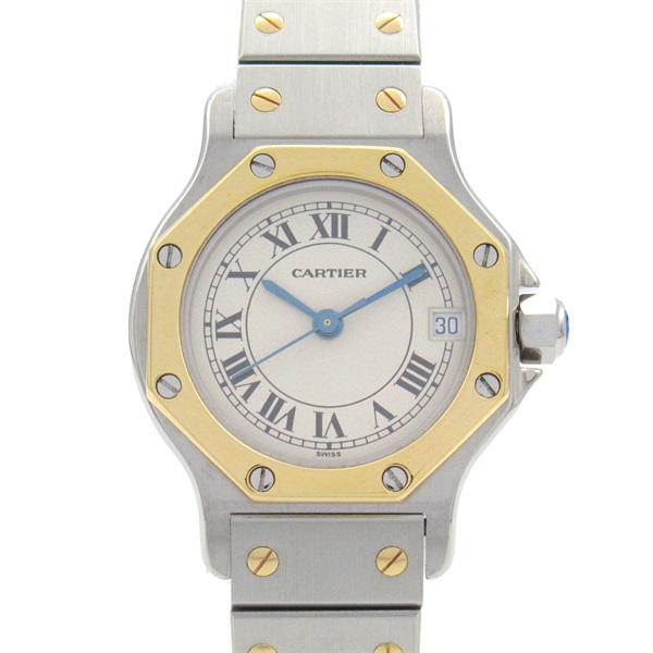 CARTIER Santos Octagon SM Wrist Watch W2001683 Quartz 18KYG SS Used Women