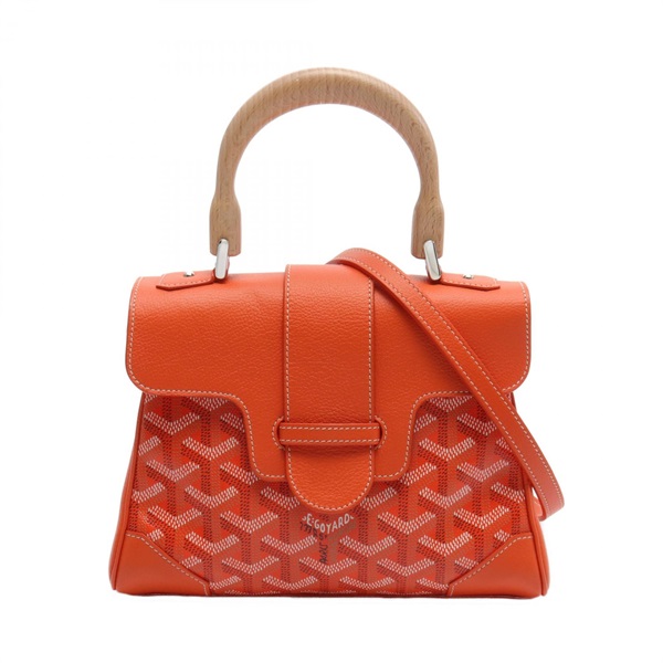 GOYARD Saigon Mini Shoulder Hand bag leather canvas Orange Multicolor Used Women