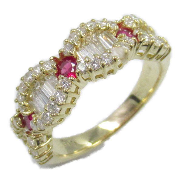 JEWELRY Ruby Diamond Ring 18KYG Yellow Gold Red Used women US size 6