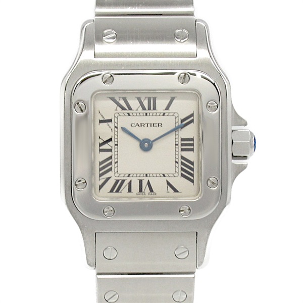 CARTIER Santos Galve SM Wrist Watch W20056D6 Quartz Stainless Steel Used Women