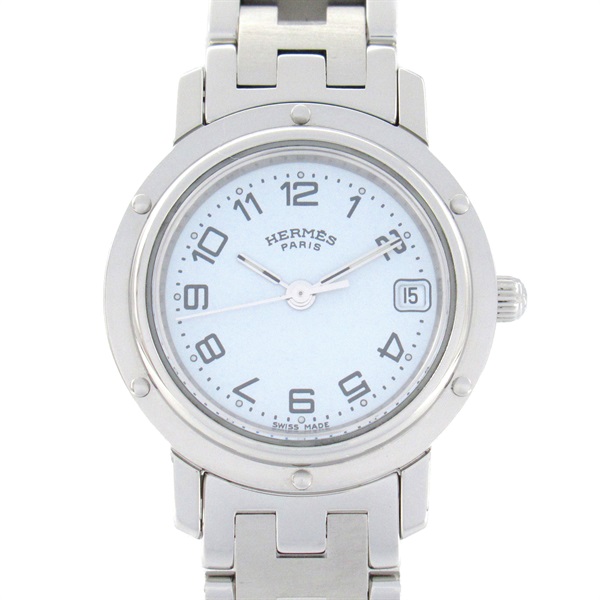 HERMES Clipper Wrist Watch CL4.210 Quartz Stainless Steel Used Women