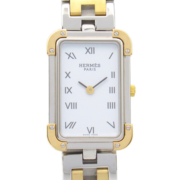 HERMES Clojure Wrist Watch CR1.220 Quartz Gold Plated Stainless Steel Used Women