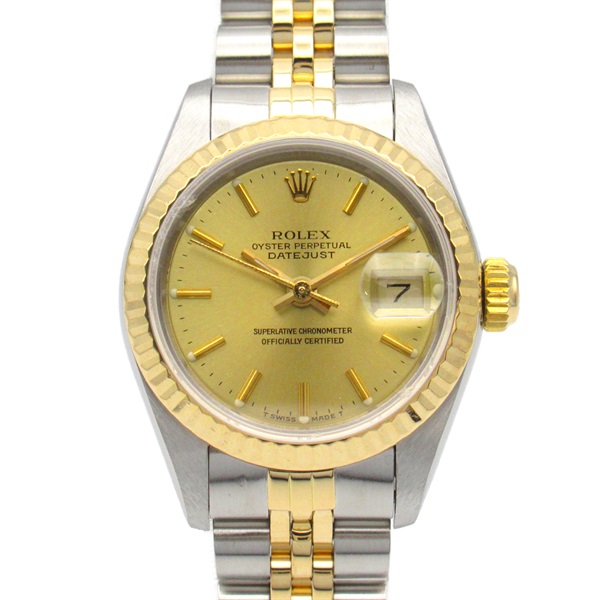 ROLEX Datejust No. 97 Wrist Watch 69173 Automatic K18 Yellow Gold SS Used Women