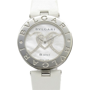 BVLGARI B-zero1 One Wrist Watch BZ35S Quartz SS Leather belt diamond Used Women