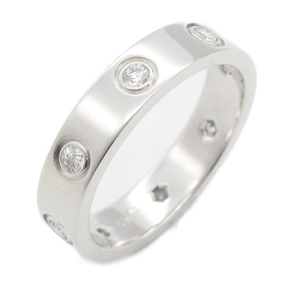 CARTIER mini love full diamond Ring 18KWG White Gold Used US size 4.75 #49 women