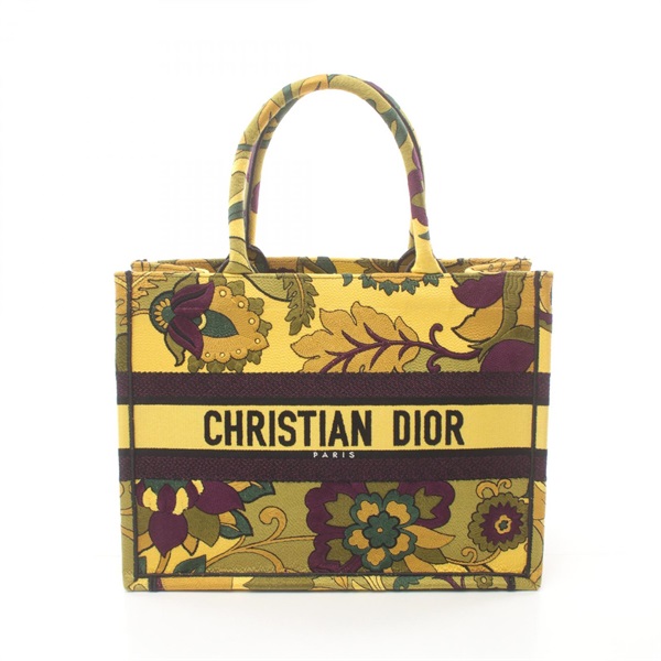 Christian Dior BOOK TOTE Medium Bag canvas jacquard Yellow Multicolor Used