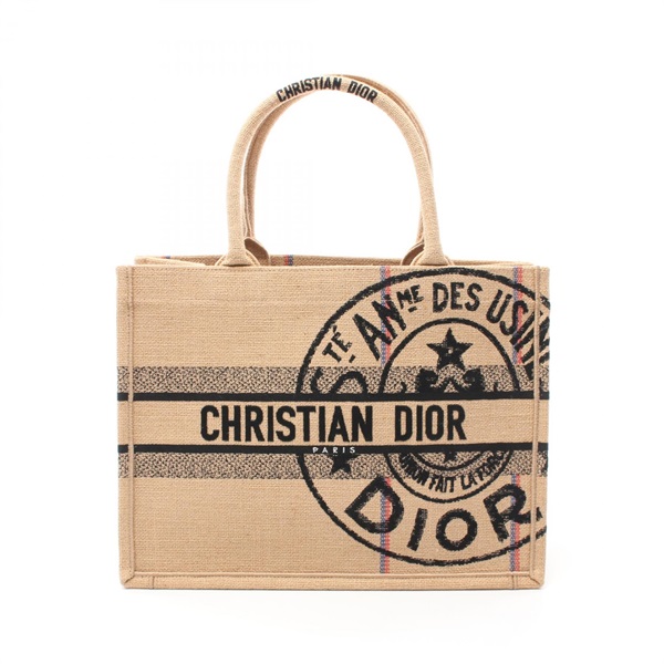 Christian Dior BOOK TOTE Medium bag Union Tote Bag jute canvas Beige used